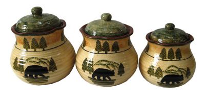 Image showing  Rustic Bear Canister Set, 3PC
