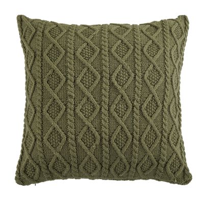 HiEnd Accents Cable Knit Euro Pillow Sham, Red, 26 in. x 26 in., Green