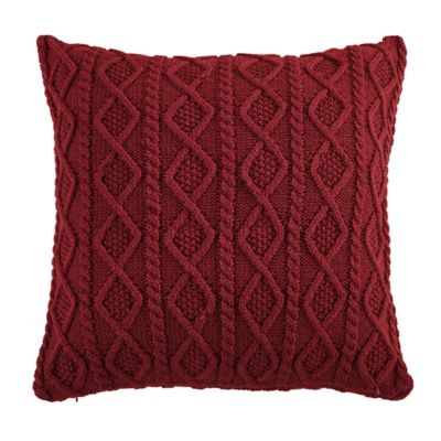 HiEnd Accents Cable Knit Euro Pillow Sham, Red, 26 in. x 26 in., Red