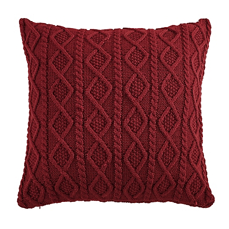 HiEnd Accents Cable Knit Euro Pillow Sham, Red, 26 in. x 26 in.