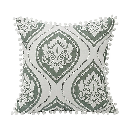 HiEnd Accents Graphic Print Pillow with Pom Trim
