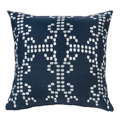 HiEnd Accents Linen Decorative Pillows, 18 in. x 18 in., White/Navy