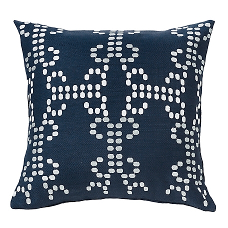 HiEnd Accents Linen Decorative Pillows, 18 in. x 18 in., White/Navy