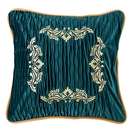 HiEnd Accents Loretta Velvet Embroidery Pillow, 18 in. x 18 in.