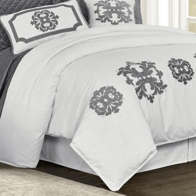 HiEnd Accents Madison Linen Duvet, Super King, Gray