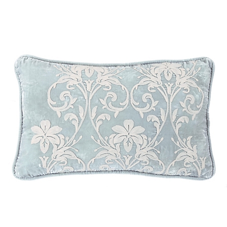 HiEnd Accents Belle Floral Embroidered Velvet Lumbar Pillow, 16 in. x 26 in.