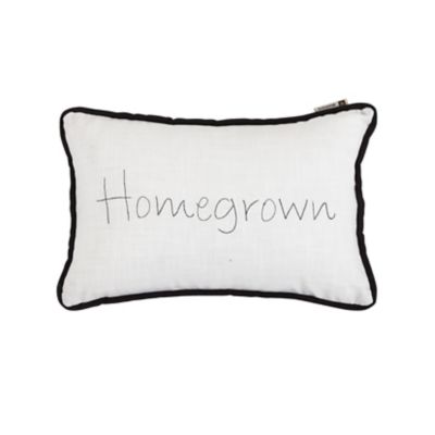 HiEnd Accents Homegrown in. Embroidery Lumbar Pillow, 12 in. x 19 in.
