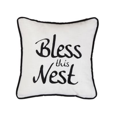 HiEnd Accents Bless This Nest in. Embroidery Throw Pillow, 18 in. x 18 in.