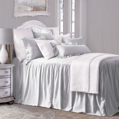 HiEnd Accents Luna Washed Linen Bedspread Set, Super King, Light Gray, 3PC