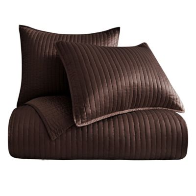 Image showing  Channel Satin Quilt, King, Brown