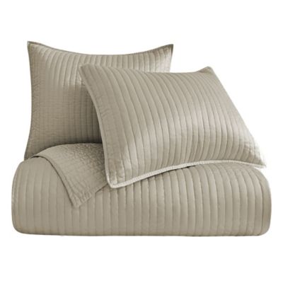 Image showing  Satin Quilt Set, King, Taupe, 3 pc.