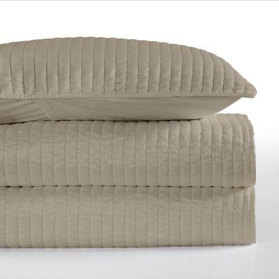 Image showing  Satin Quilt Set, King, Taupe, 3 pc.