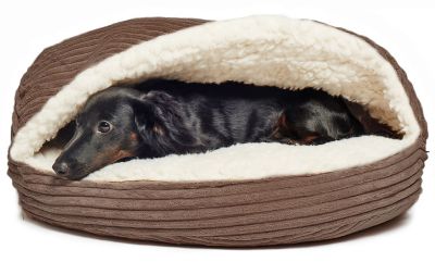 Precious Tails Cozy Corduroy and Sherpa Lined Cave Pet Bed, E18CCB-COF