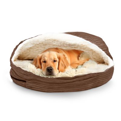 Precious Tails Cozy Corduroy and Sherpa Lined Cave Pet Bed, E18CCB-COF