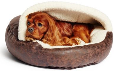 Precious Tails Vegan Leather Deep Dish Cave Pet Bed, E25VLCB-BRN