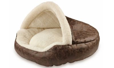 Image showing  Vegan Leather Deep Dish Cave Pet Bed, E25VLCB-BRN