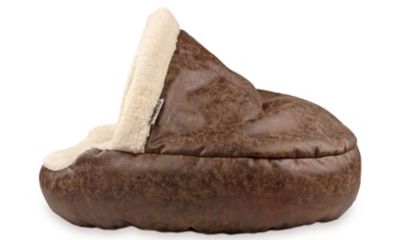 Image showing  Vegan Leather Deep Dish Cave Pet Bed, E25VLCB-BRN