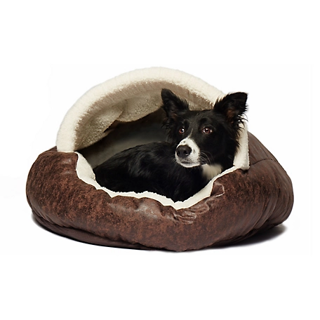 Precious Tails Vegan Leather Deep Dish Cave Pet Bed, E35VLCB-BRN