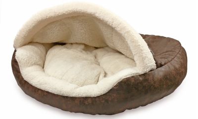 Image showing  Vegan Leather Deep Dish Cave Pet Bed, E35VLCB-BRN