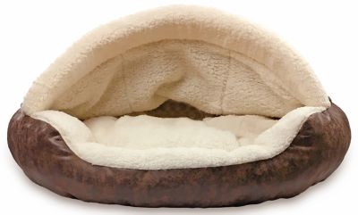 Image showing  Vegan Leather Deep Dish Cave Pet Bed, E35VLCB-BRN