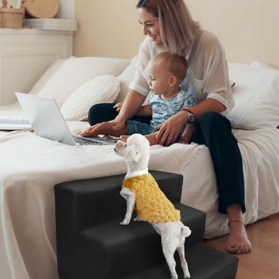 Image showing 7 th Precious Tails 3-Step High-Density Foam Pet Stairs for Small Dogs Up to 20 lb.