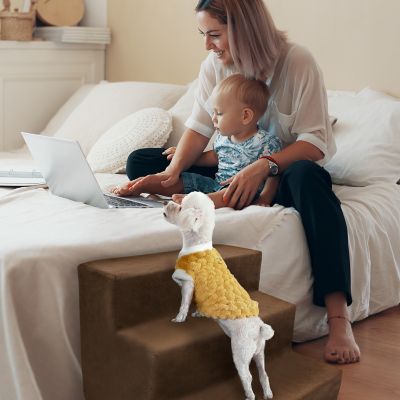 Image showing 7 th Precious Tails 3-Step High-Density Foam Pet Stairs for Small Dogs Up to 20 lb.