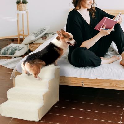 Image showing  4-Step High Density Foam Sherpa Pet Stairs