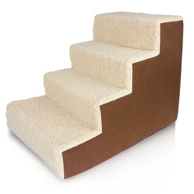 Image showing 3 th Precious Tails 4-Step High Density Foam Sherpa Pet Stairs