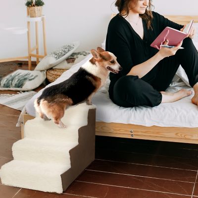 Image showing 4 th Precious Tails 4-Step High Density Foam Sherpa Pet Stairs
