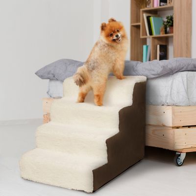 Image showing 5 th Precious Tails 4-Step High Density Foam Sherpa Pet Stairs