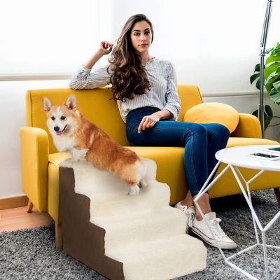 Image showing 6 th Precious Tails 4-Step High Density Foam Sherpa Pet Stairs