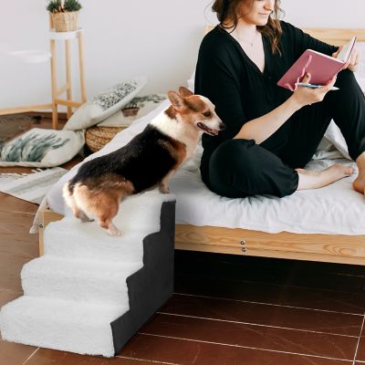 Image showing  4-Step High Density Foam Sherpa Pet Stairs