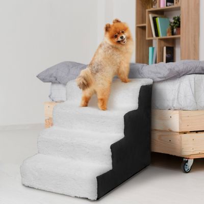 Image showing 5 th Precious Tails 4-Step High Density Foam Sherpa Pet Stairs