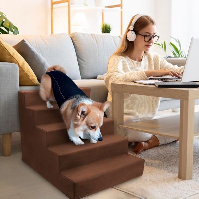Image showing  5-Step High-Density Foam Pet Stairs for Dogs Up to 25 lb.
