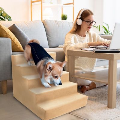 Image showing  5-Step High-Density Foam Pet Stairs for Dogs Up to 25 lb.