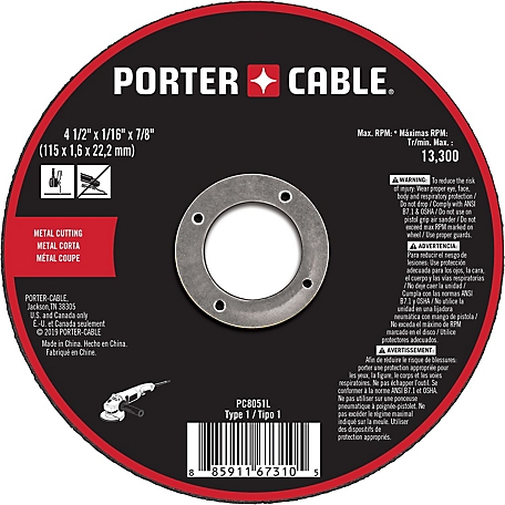 PORTER-CABLE M 4.5 x .045 x 7/8 in. Cut-Off Wheel Metal, PC8051