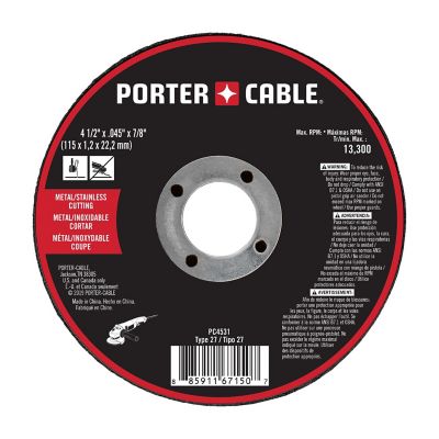 PORTER-CABLE PC4531 4.5 in. x 0.045 in. x 7/8 in. M T29 Depressed Center Metal Cut-Off Wheel