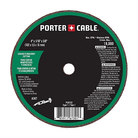 PORTER-CABLE PC8722 4 in. x 1/16 in. x 5/8 in. Mason Cut-Off Wheel