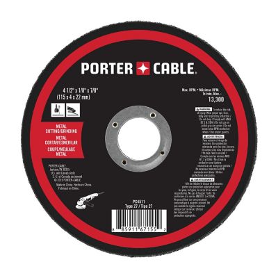 PORTER-CABLE Porter Cable PC4511 4-1/2 in. x 1/8 in. x 7/8 in. Depressed Center Metal Cutting/Grinding Wheel