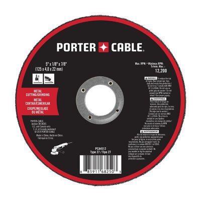 PORTER-CABLE 5 in. x 1/8 in. x 7/8 in. A24R Grit Metal Cutting/Grinding Wheel