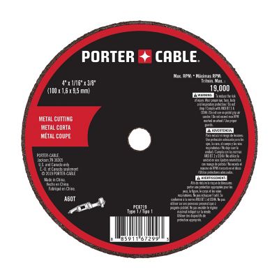 PORTER-CABLE PC8719 4 in. x 1/16 in. x 3/8 in. Cut-Off Wheel