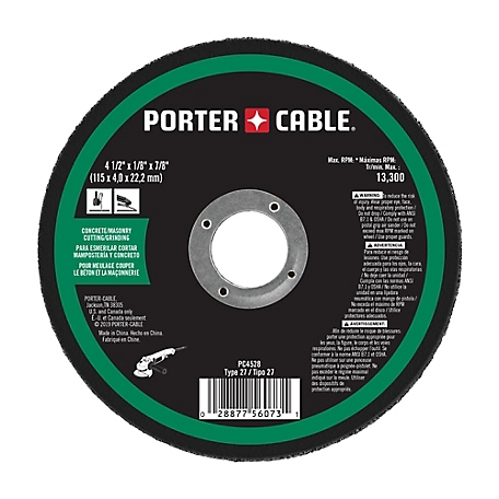 PORTER-CABLE PC4528 4-1/2 in. x 1/8 in. x 7/8 in. Concrete/Masonry Cutting/Grinding Wheel
