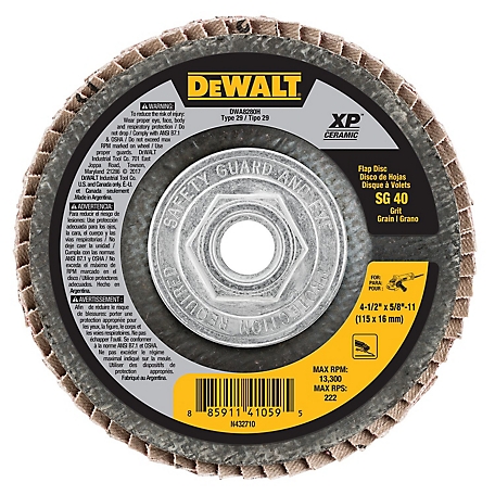 DeWALT 4-1/2 x 5/8-11 40 Grit Ceramic Flap Disc