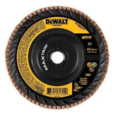 DEWALT 40 Grit 4-1/2 x 5/8-11 Maxtrim Trimmable Backer Flap Disc