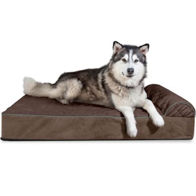 FurHaven Quilted Faux Fur and Velvet Goliath Chaise Lounge Dog Bed