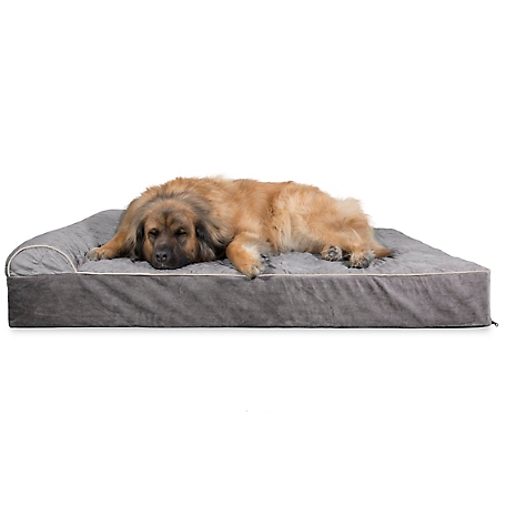 FurHaven Quilted Faux Fur and Velvet Goliath Chaise Lounge Dog Bed