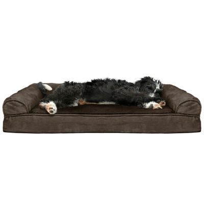 FurHaven Plush and Suede Cooling Gel Sofa Dog Bed