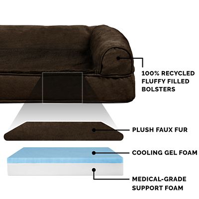 Image showing 3 th FurHaven Plush and Suede Cooling Gel Sofa Dog Bed