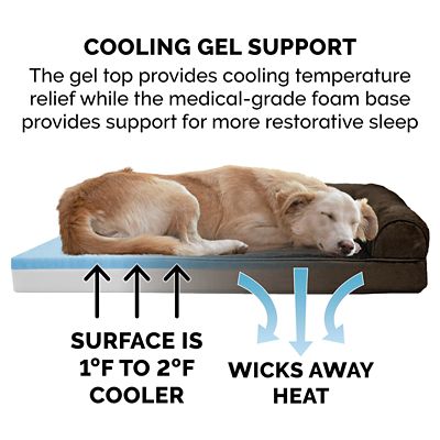 Image showing 4 th FurHaven Plush and Suede Cooling Gel Sofa Dog Bed
