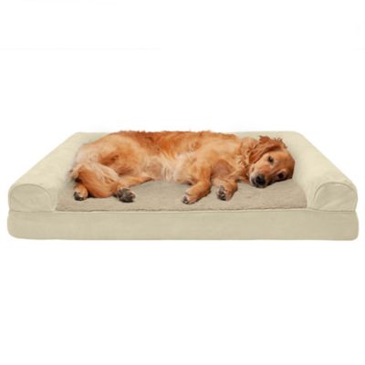 FurHaven Plush and Suede Cooling Gel Sofa Dog Bed